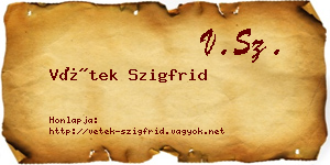 Vétek Szigfrid névjegykártya